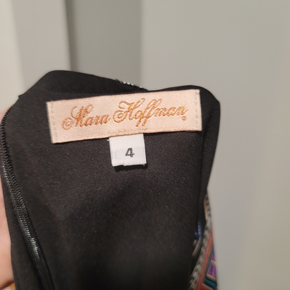 Mara Hoffan Silk Multi Colored Geometric Long Maxi Dress Size 4 - Picture 3 of 8